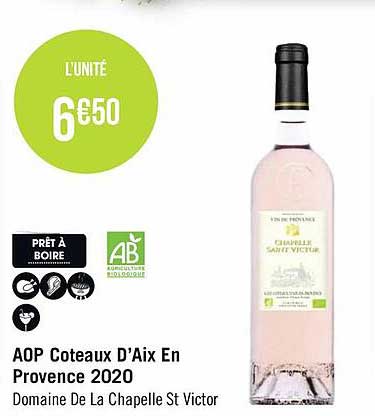 aop coteaux d'aix en provence 2020 domaine de la chapelle st victor