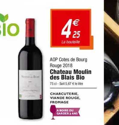 aop côtes de bourg rouge 2018 château moulin des blais bio