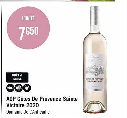 aop côtes de provence sainte victoire 2020 domaine de l'anticaille