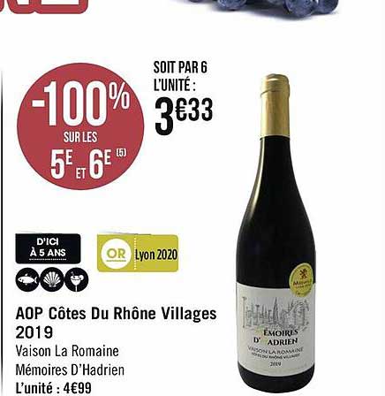 aop côtes du rhône villages 2019 vaison la romaine mémoires d'hadrien