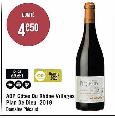 aop côtes du rhône villages plan de dieu 2019 domaine piécaud