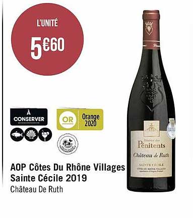 aop côtes du rhône villages sainte cécile 2019 château de ruth