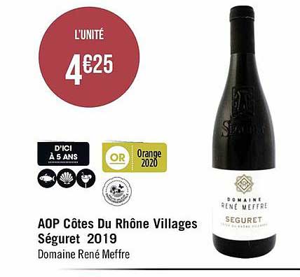 aop côtes du rhône villages séguret 2019 domaine rené meffre
