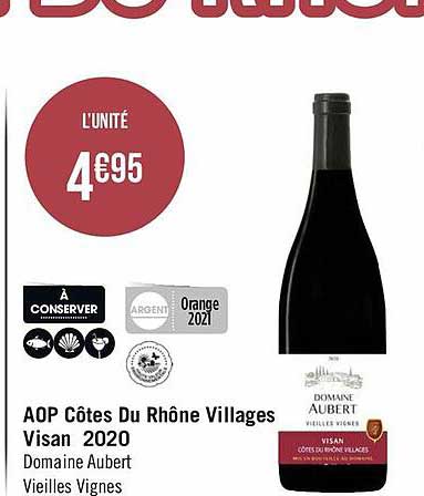 aop côtes du rhône villages visan 2020 domaine aubert vieilles vignes
