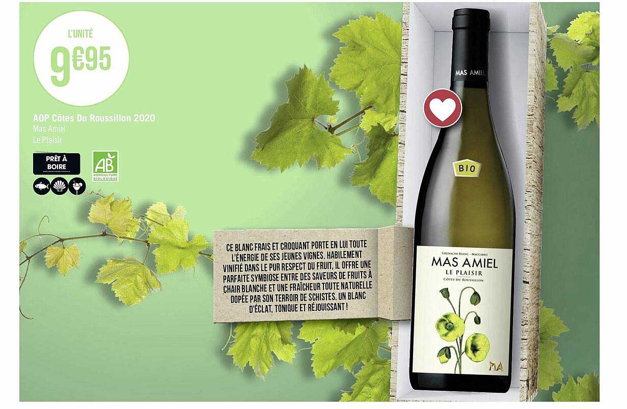 aop côtes du roussillon 2020 mas amiel le plaisir