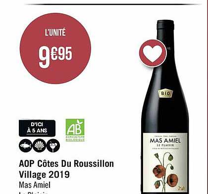 aop côtes du roussillon village 2019 mas amiel
