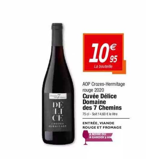 aop crozes-hermitage rouge 2020 cuvée délice domaine des 7 chemins