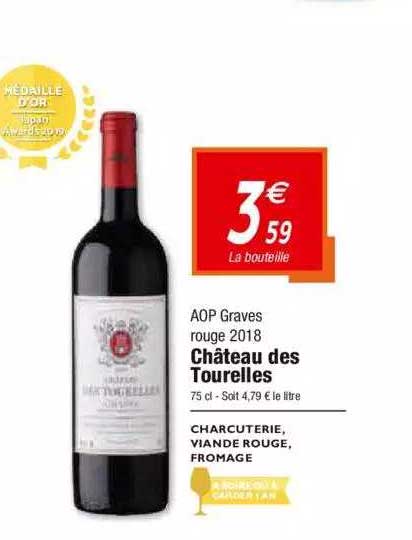 aop graves rouge 2018 château des tourelles