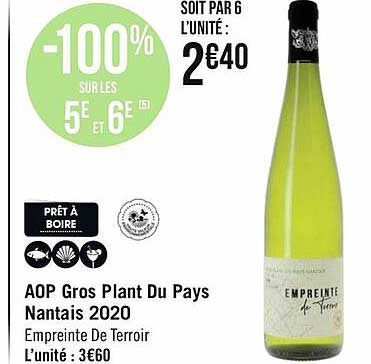 aop gros plant du pays nantais 2020 empreinte de terroir