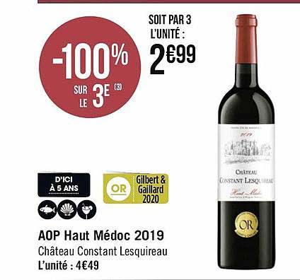aop haut médoc 2019 château constant lesquireau