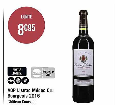 aop listrac médoc cru bourgeois 2016 château donissan