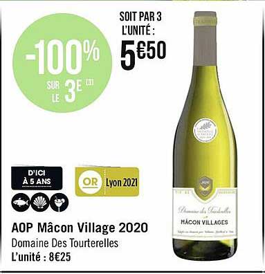 aop mâcon village 2020 domaine des tourterelles