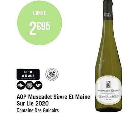 aop muscadet sèvre et maine sur lie 2020 domaine des guidoirs