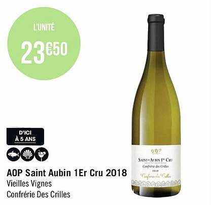 aop saint aubin 1er cru 2018 vieilles vignes confrérie des crilles