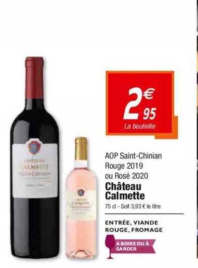 aop saint-chinian rouge 2019 ou rosé 2020 château calmette