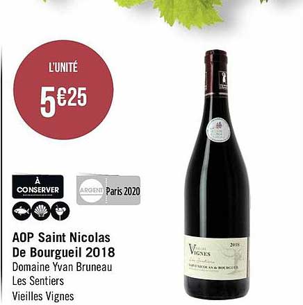 aop saint nicolas de bourgueil 2018 domaine yvan bruneau les sentiers vieilles vignes