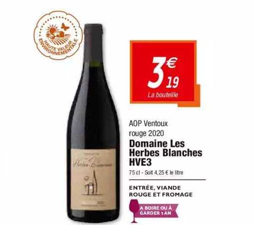 Aop Ventoux Rouge 2020 Domaine Les Herbes Blanches Hve3
