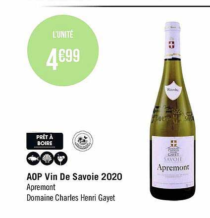 aop vin de savoie 2020 apremont domaine charles henri gayet