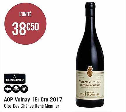 aop volnay 1er cru 2017 clos des chênes rené monnier