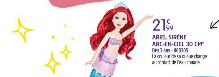 ariel sirène arc-en-ciel 30 cm