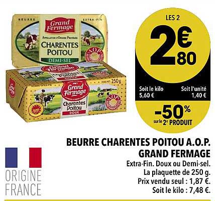 beurre charentes poitou a.o.p. grand fermage