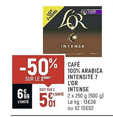 Café 100% Arabica Intensité 7 L'or Intense