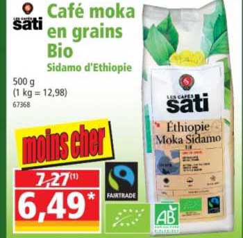 café moka en grains bio sidamo d'ethiopie
