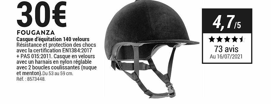 casque d'équitation 140 velours fouganza