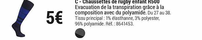 Chaussettes De Rugby Enfant R500