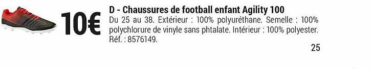 chaussures de football enfant agility 100