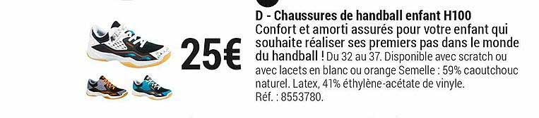 chaussures de handball enfant h100