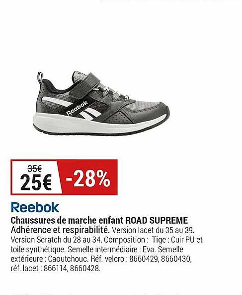 chaussures de marche enfant road suprême reebok
