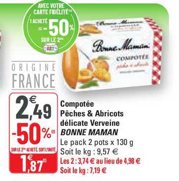 compotée pêches & abricots délicate verveine bonne maman