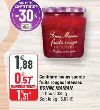 confiture moins sucrée fruits rouges intenses bonne maman