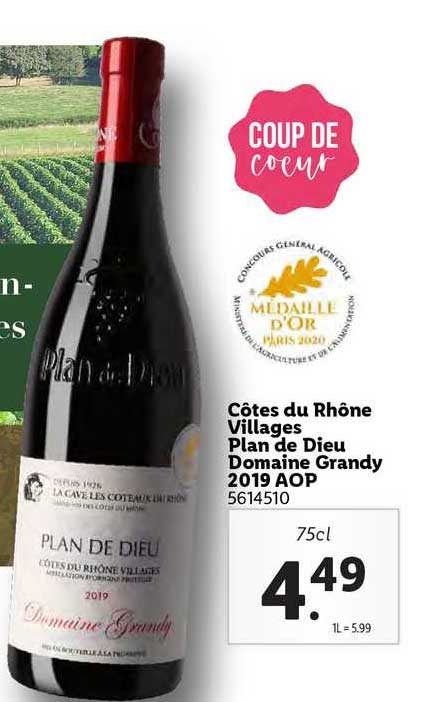 côtes du rhône villages plan de dieu domaine grandy 2019 aop
