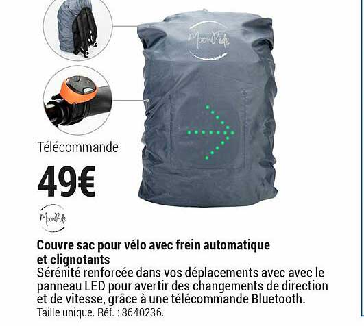 couvre sac pour vélo avec frein automatique et clignotants