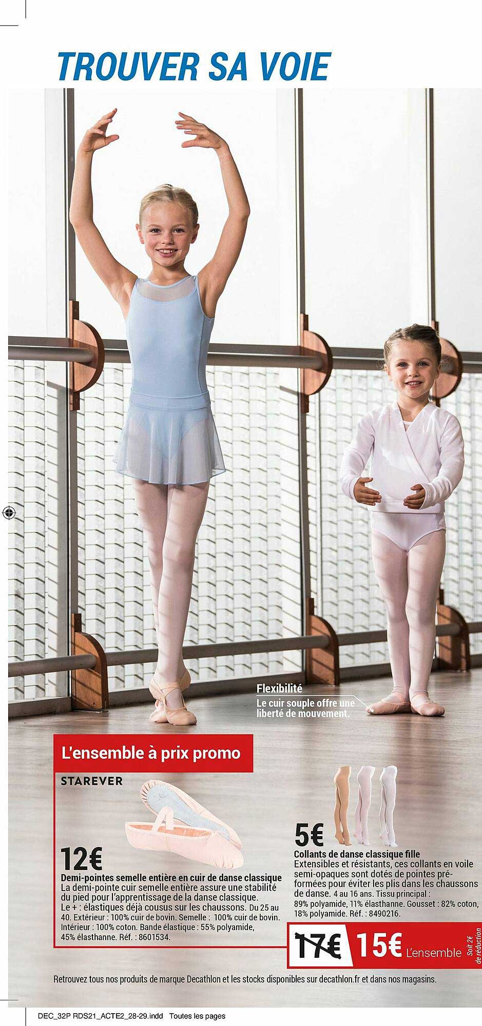 demi-pointes semelle entière en cuir de danse classique, collants de danse classique fille