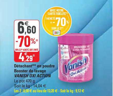 détachant en poudre booster de lavage vanish oxi action