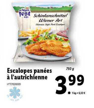 escalopes panées à l'autrichienne alpen fest