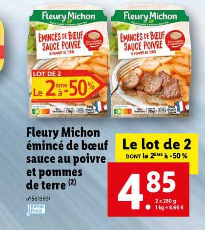 fleury michon émincé de bœuf sauce au poivre et pommes de terre