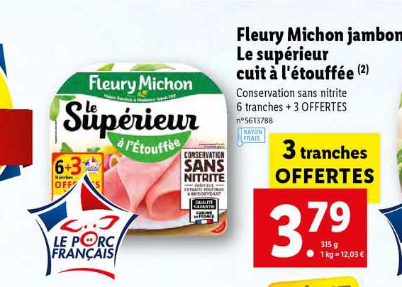 fleury michon jambon le supérieur cuit à l'étouffée