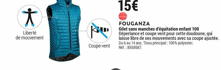 gilet sans manches d'équitation enfant 100 fouganza