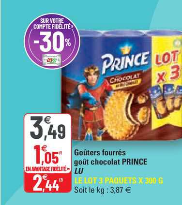 Goûters Fourrés Goût Chocolat Prince Lu