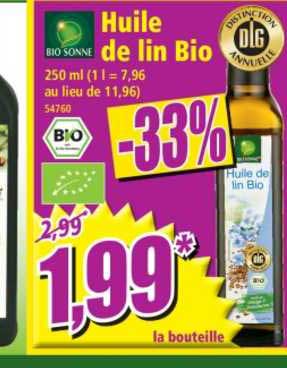 huile de lin bio bio sonne