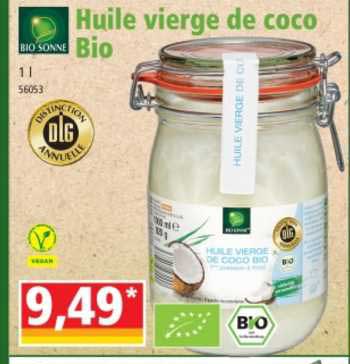 huile vierge de coco bio bio sonne