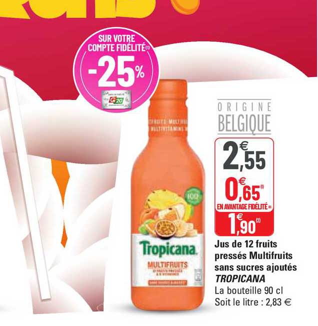 jus de 12 fruits pressés multifruits sans sucres ajoutés tropicana