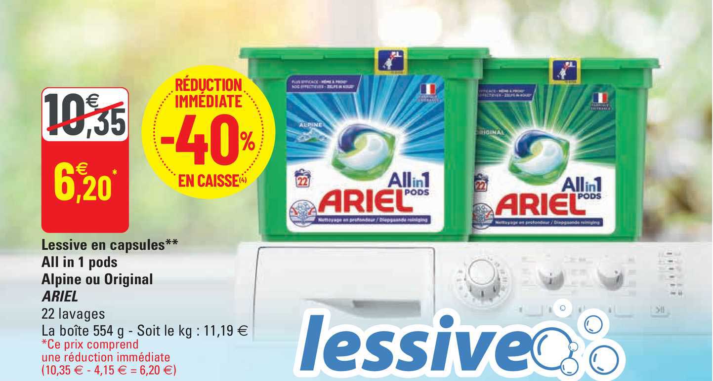 lessive en capsules all in 1 pods alpine ou original ariel