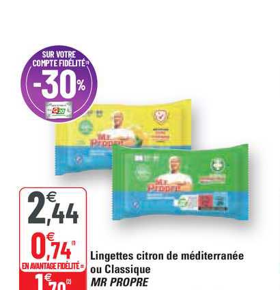 lingettes citron de méditerranée ou classique mr propre