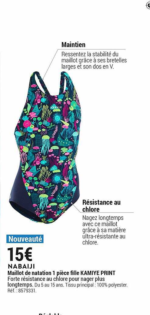 Maillot De Natation 1 Pièce Fille Kamiye Print Nabaiji