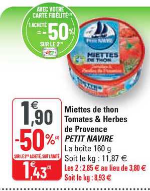 Miettes De Thon Tomates & Herbes De Provence Petit Navire